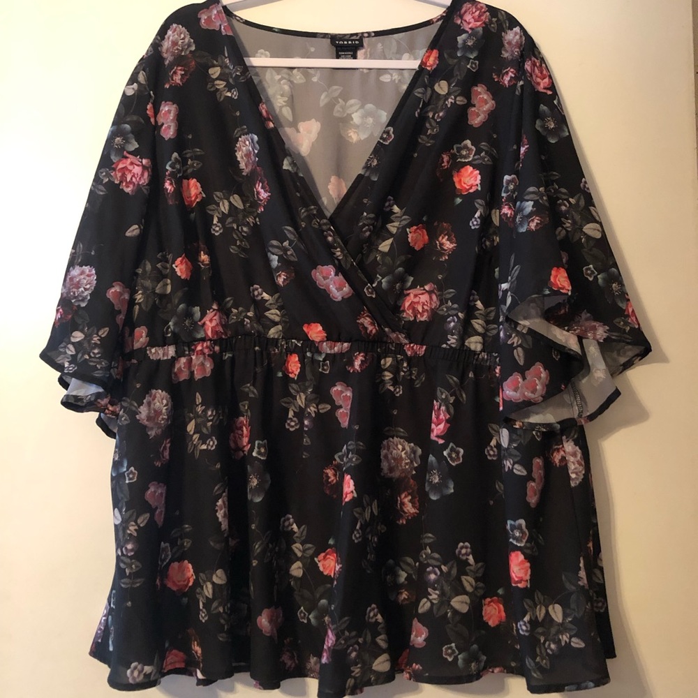 Torrid black floral blouse